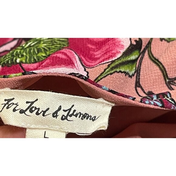 For Love & Lemons Churro Mini Dress Pink Flamenco L Large Ruffle Hem - Picture 7 of 9